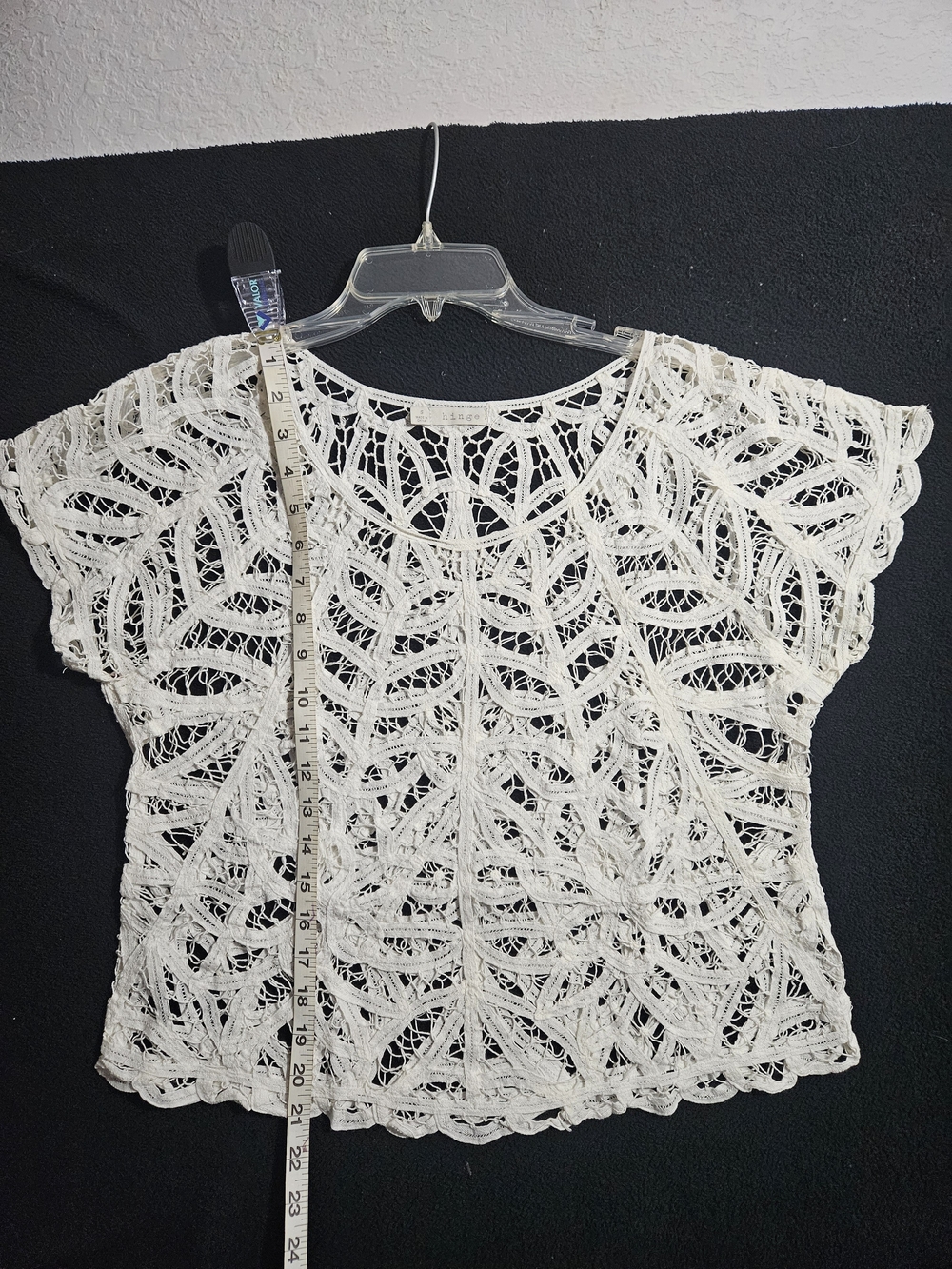 hinge Cream Crochet Short-Sleeve Top